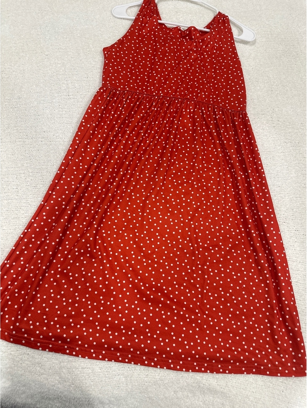 Red Polka Dot Sleeveless Dress with Bow Detail